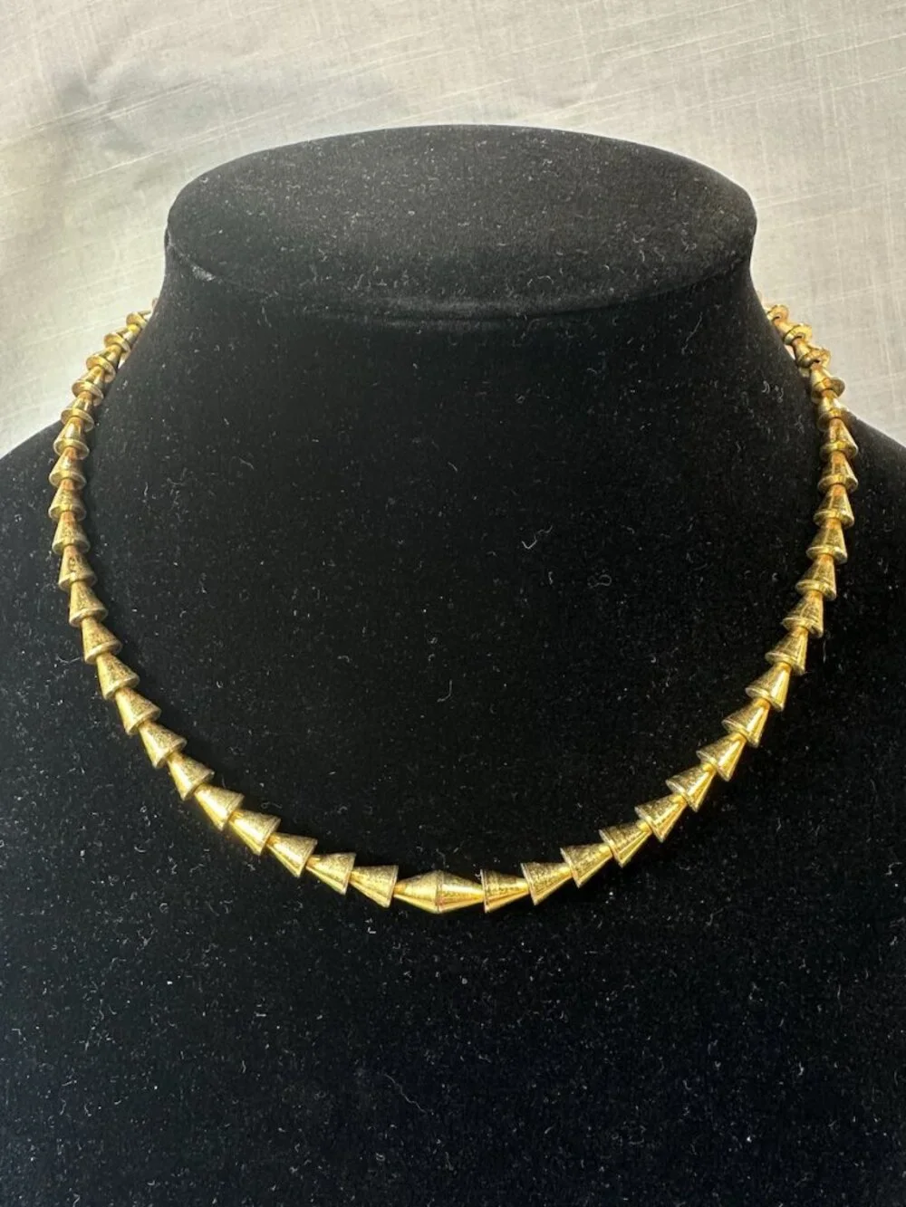 Vintage Napier Gold Tone Triangular Cone Necklace - Picture 1 of 9